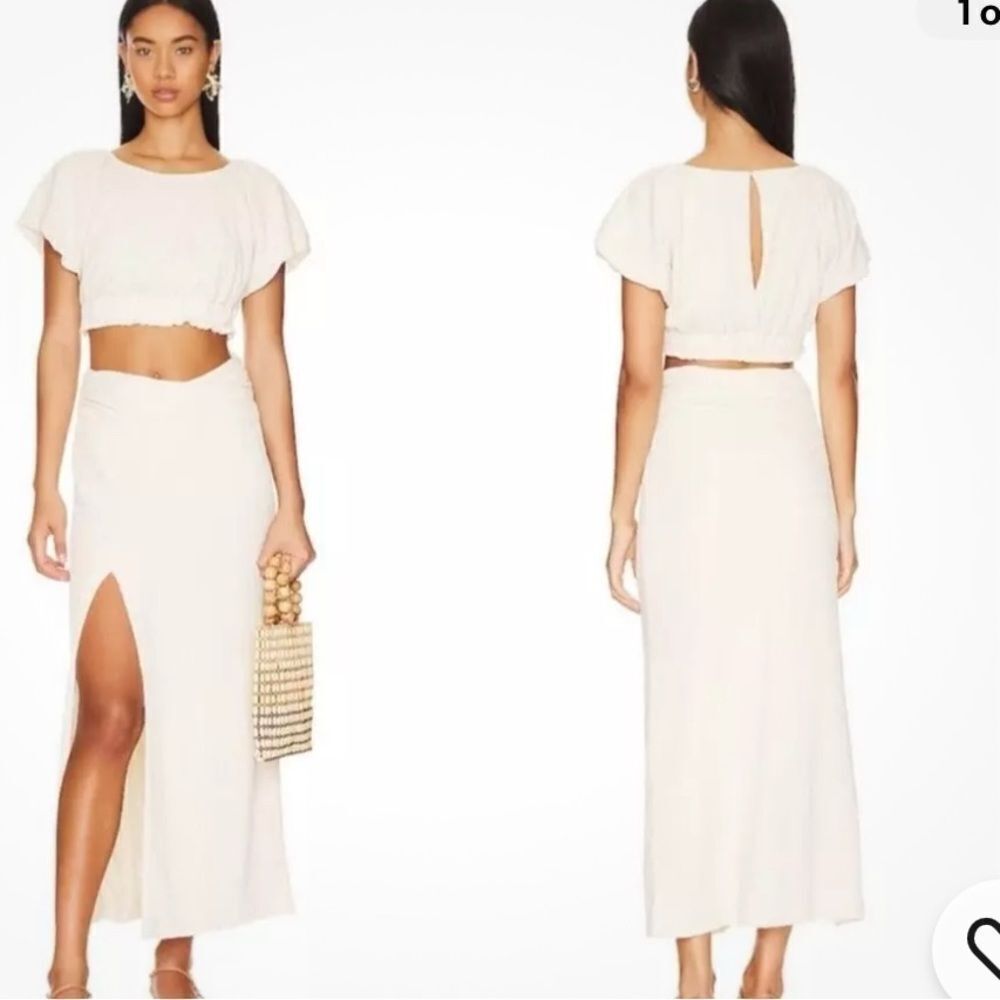 Free people women’s xl Tovah Maxi skirt‎ and crop top set off white nwt vacation